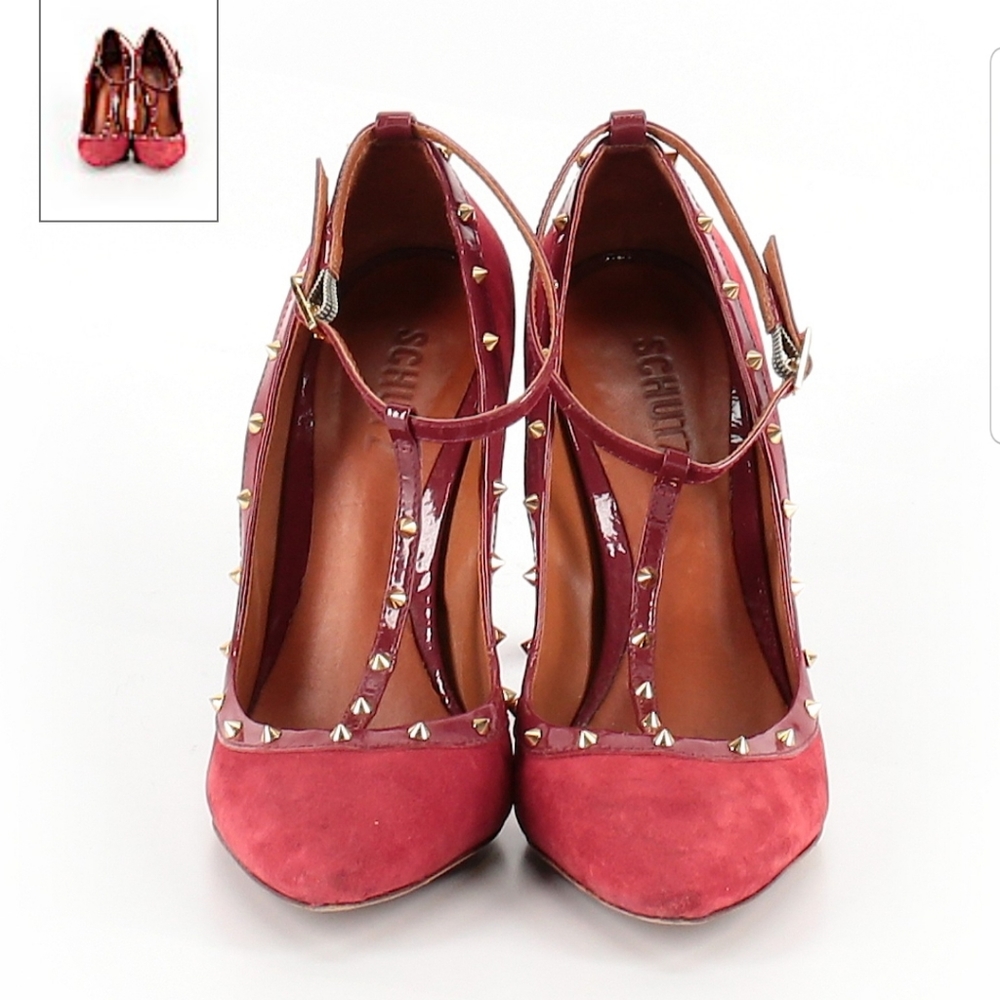 All leather Schutz studded heels